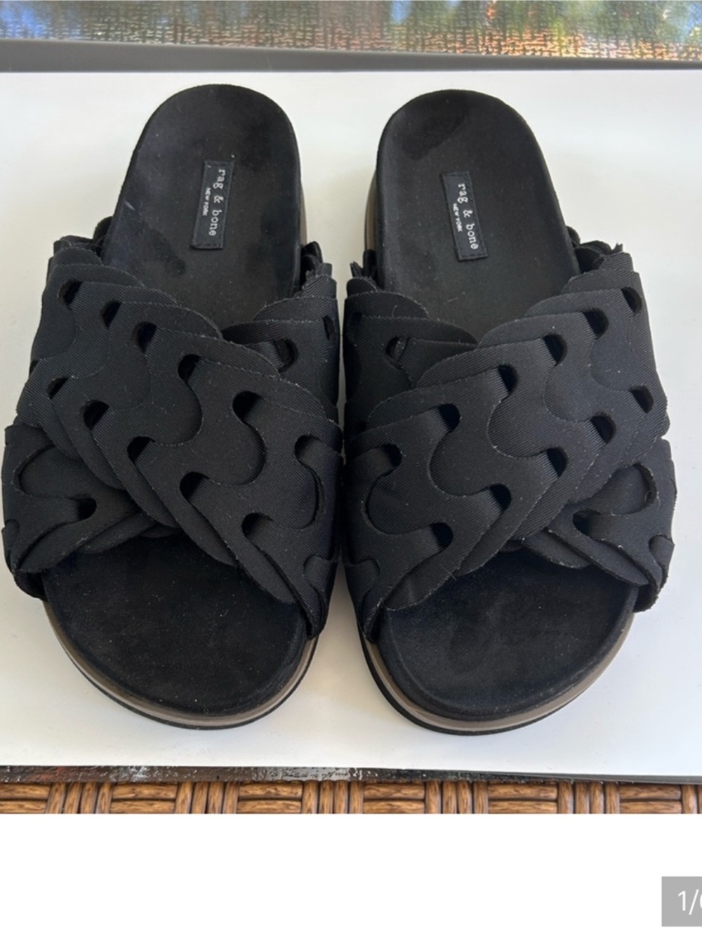 Ladies Rag & Bone Nylon Bailey Sport Slide Sandals Black EU 36.5